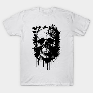 black skull with roses T-Shirt